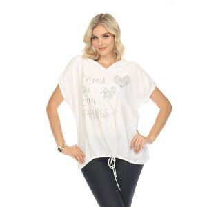 White Hooded Top Dolman Window Sleeves